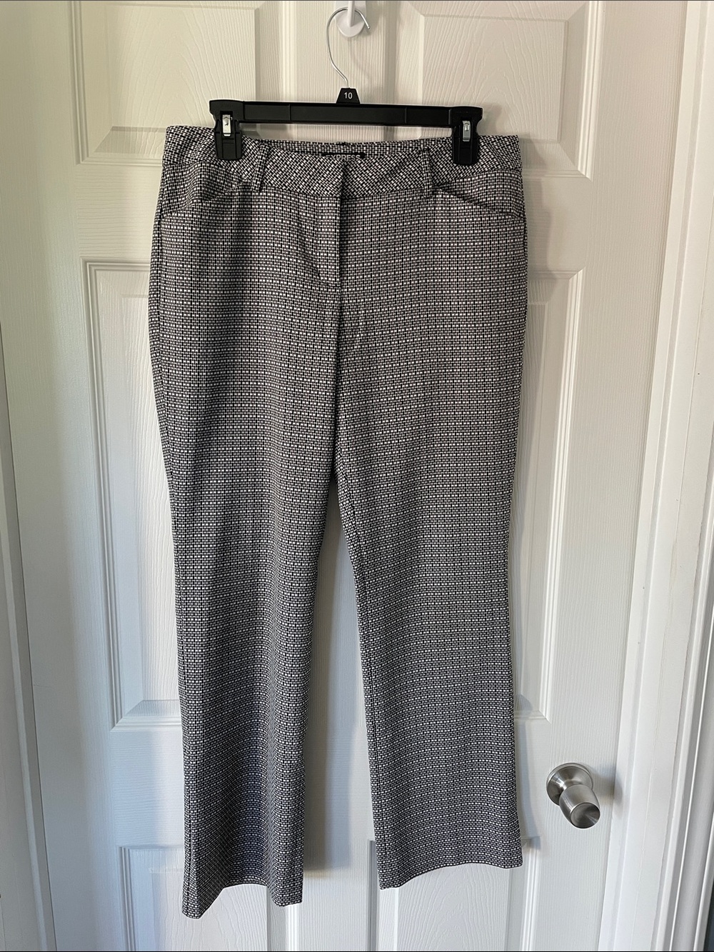 Express Women's Black & White Micro-Pattern Straight-Leg Trousers